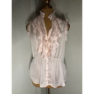 Converse One-Star Pink Ruffled V-Neck Top M Casual Angelcore Preppy Y2K Boho